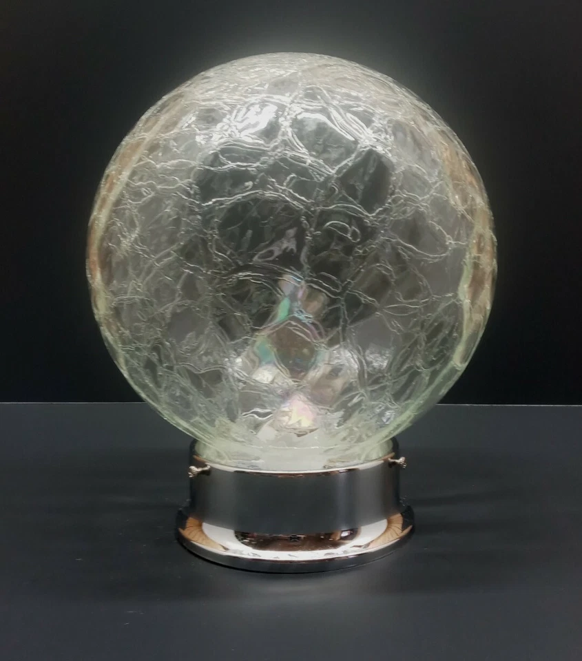 Lámpara de techo de montaje empotrado transparente con luz globo de vidrio craquelado vintage de los años 60 Foto 2 de 4