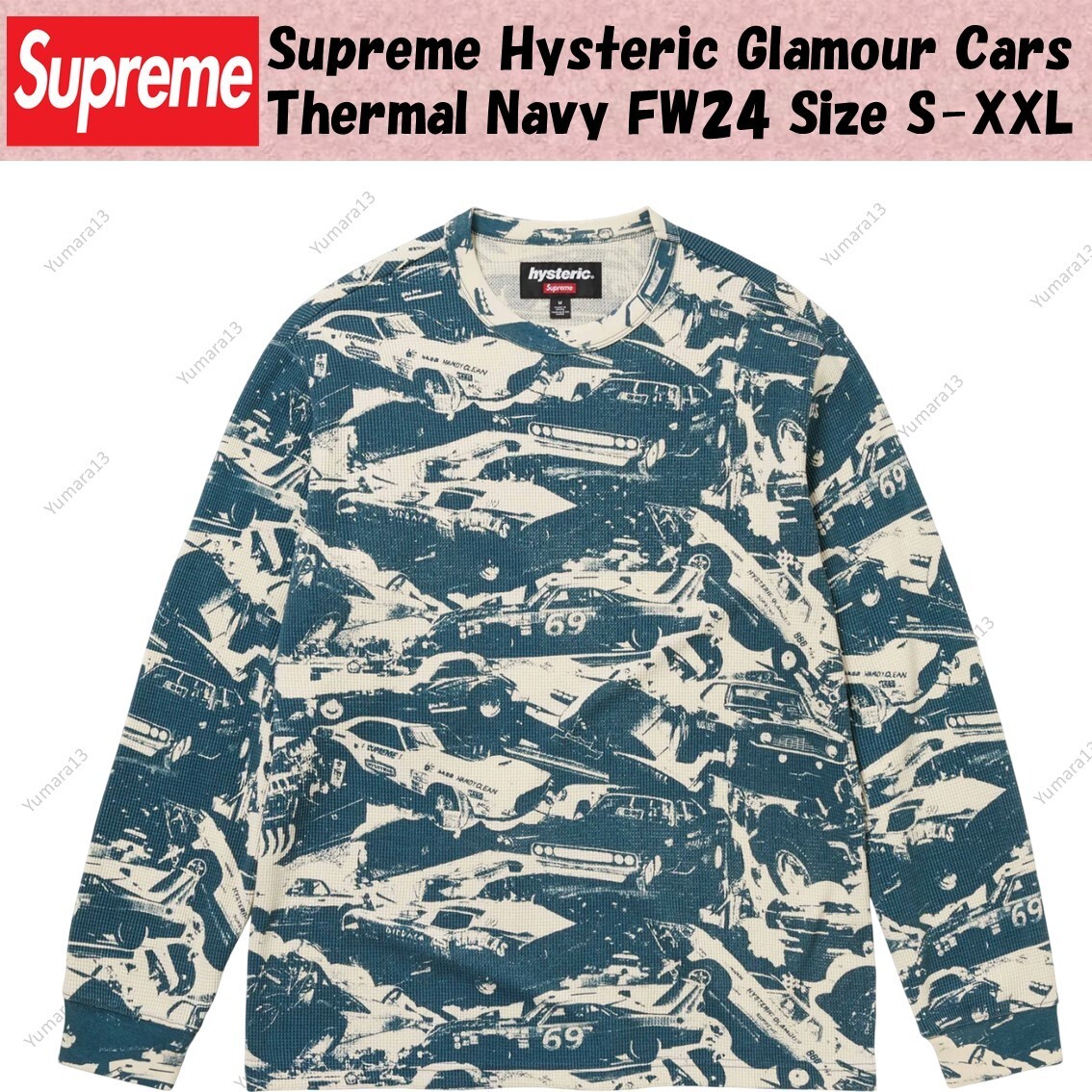 Supreme Hysteric Glamour Cars Thermal Navy FW24 Size S-XXL Supreme Hysteric Glamour Cars Thermal Navy FW24 Size S-XXL