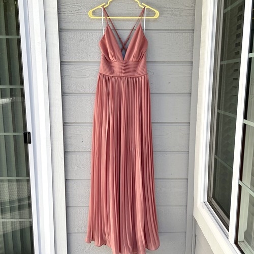 Rusty Rose Pink Pleated Maxi Dress 