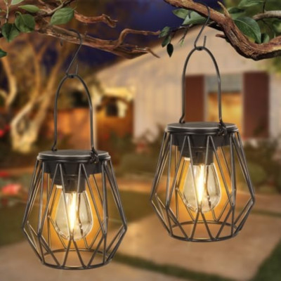 Lampada Solare Giardino, Lanterna Decorativa Esterni, Luce Energia Solare, Effetto Crack Glass