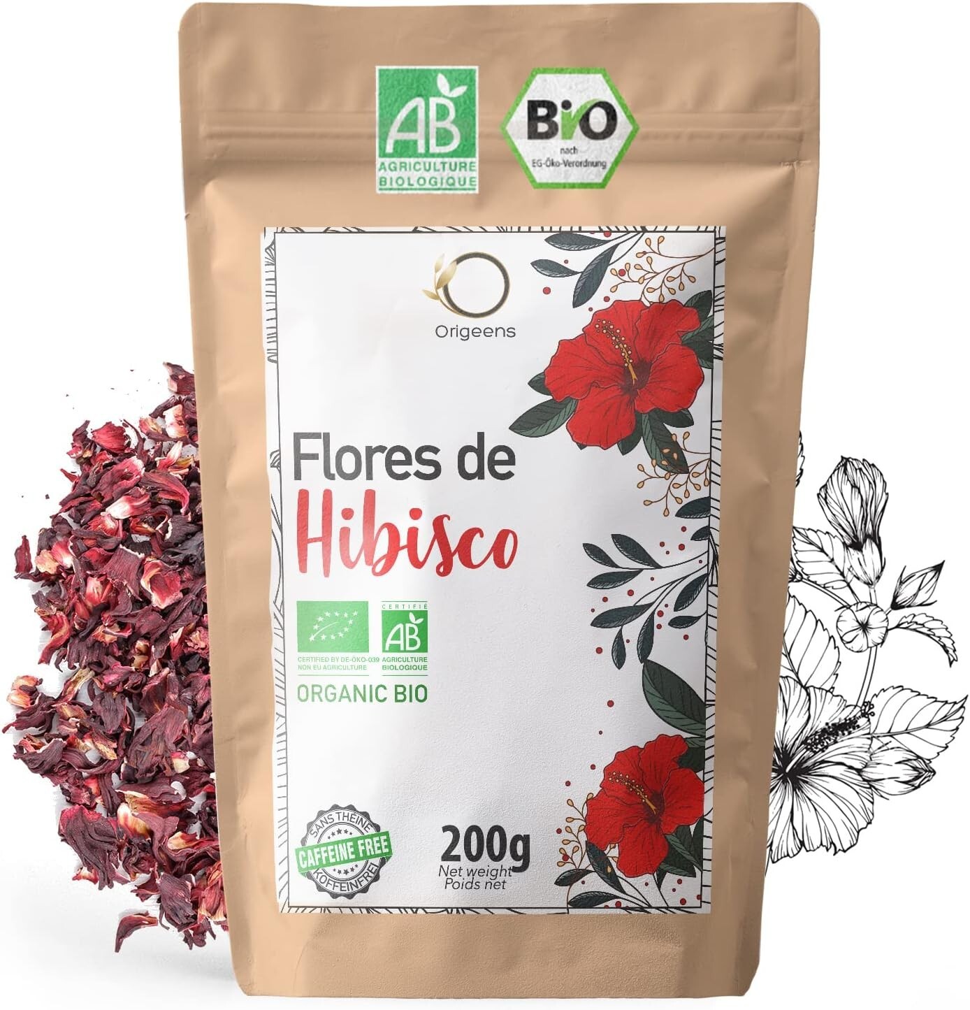 Flor de Jamaica Bio Hibisco Orgánico 200gr Para Té Infusión Dieta Detox Drenante