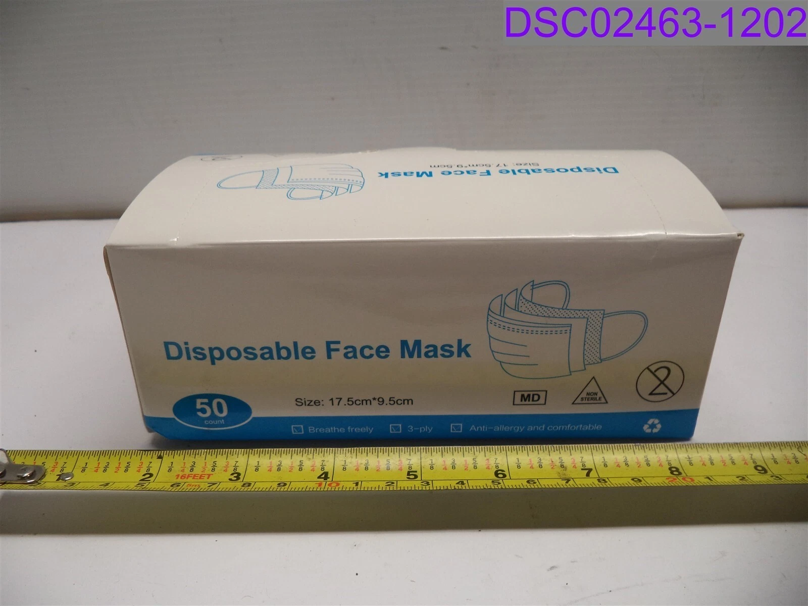 Qty = 100 (2 Boxes x 50): Disposable Face Mask 17.5cm x 9.5cm