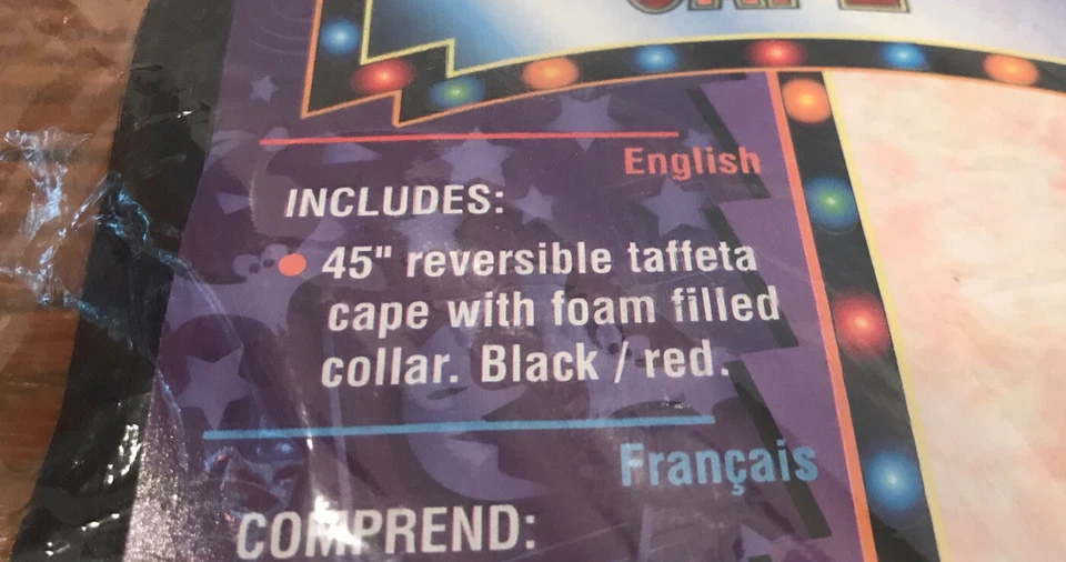 Capa de tafetán reversible 45" Rubies Masquerade negra/roja NUEVA Foto 4 de 4