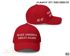 Red MAGA Hat Flex Fit Make America Great Again 45 47 Cap, Embroidered Trump Hat