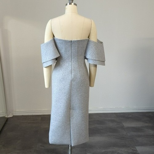 Fame & Partners Strapless Ruffle Knit Dress Gray 4 cocktail Off the Shoulder - 第 2/9 張圖片