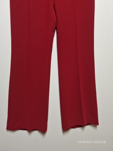 Womens Ankle Pants 10 Cherry Red Lined Flat Front Straight Leg High-Rise Zip Fly - Picture 4 of 14