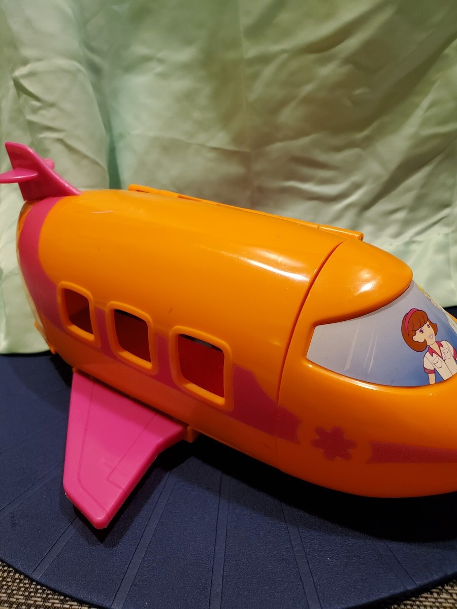 Polly Pocket Doll 2002 Groovy Getaway Jet Airplane Orange Pink