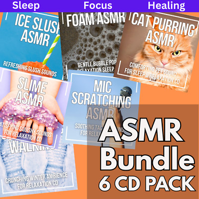 ASMR CD - 6 CD  BUNDLE   CAT PURRING, MIC SCRATCHING, SLIME, FOAM, SNOW WALKING