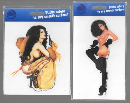 2003 Olivia de Bernardinis Sexy Art Stickers (2) Cowgirl & Long Black Boots NEW