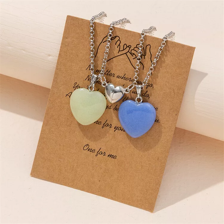 Glow In The Dark Natural Stone Pendant Necklace Friendship Women