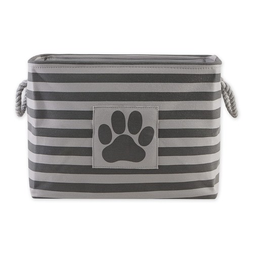 Pet Storage Collection Striped Paw Patch Bin, Medium Rectangle, Gray