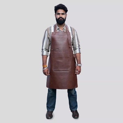 Brown Leather Apron for Men BBQ Chef Butcher Blacksmith Woodworking Workwear