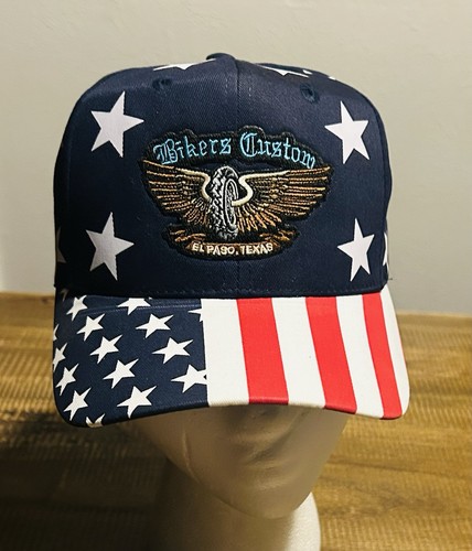 Vintage America Bikers Custom El Paso Texas USA Flag Cap 4th Of July Brand New - Picture 4 of 9