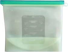 Silicone Food Storage Bag, 1000Ml - 1Pk Washable 8 X 6.25In Green Reusable Food 