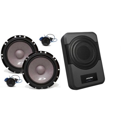 Alpine SXE-1751S 6 1/2'' 2-Way Component Speakers (Pair) w/ PWE-S8 Powered 8in...