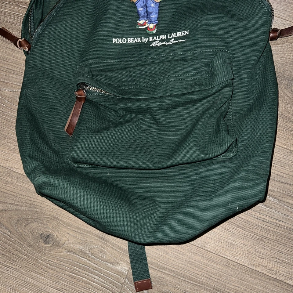 Mochila de lona Polo Ralph Lauren para hombre Polo Bear - verde  Foto 3 de 4