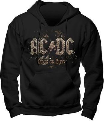 Offiziell lizenzierter AC/DC Rock or Bust schwarzer Hoodie AC/DC Logo Kapuzenpullover