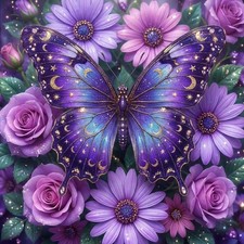 Diamond Painting Kits for Adults-Purple Butterfly Diamond Art Kits for Beginners