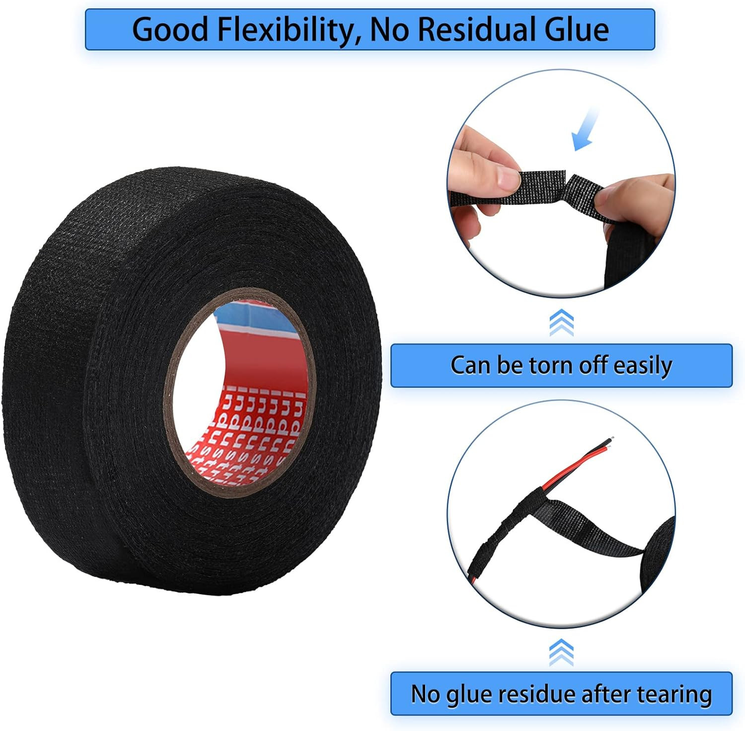 2 Rolls Wire Harness Tape Automotive Cloth Tape High Temp Electrical Wrap Noise
