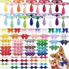 80 Pieces Dog Bow Tie Adjustable Grooming Neck Ties Bowtie Assorted Cat Dog W...