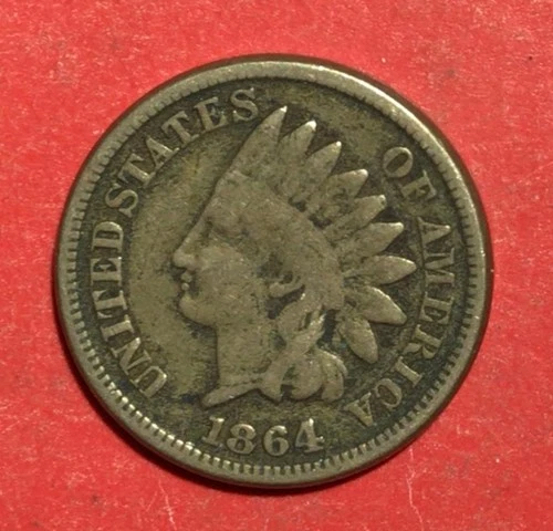 1864 US Copper Nickel Indian Head Cent! VG/FINE! Civil War Days! Old Coin!