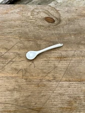 Ceramic Spoon For Salt cellars Dips or Condiments, White With Gold Design