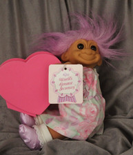 Vintage Russ Troll Doll with Pink Heart World's Greatest Secretary w/ Tag 10"