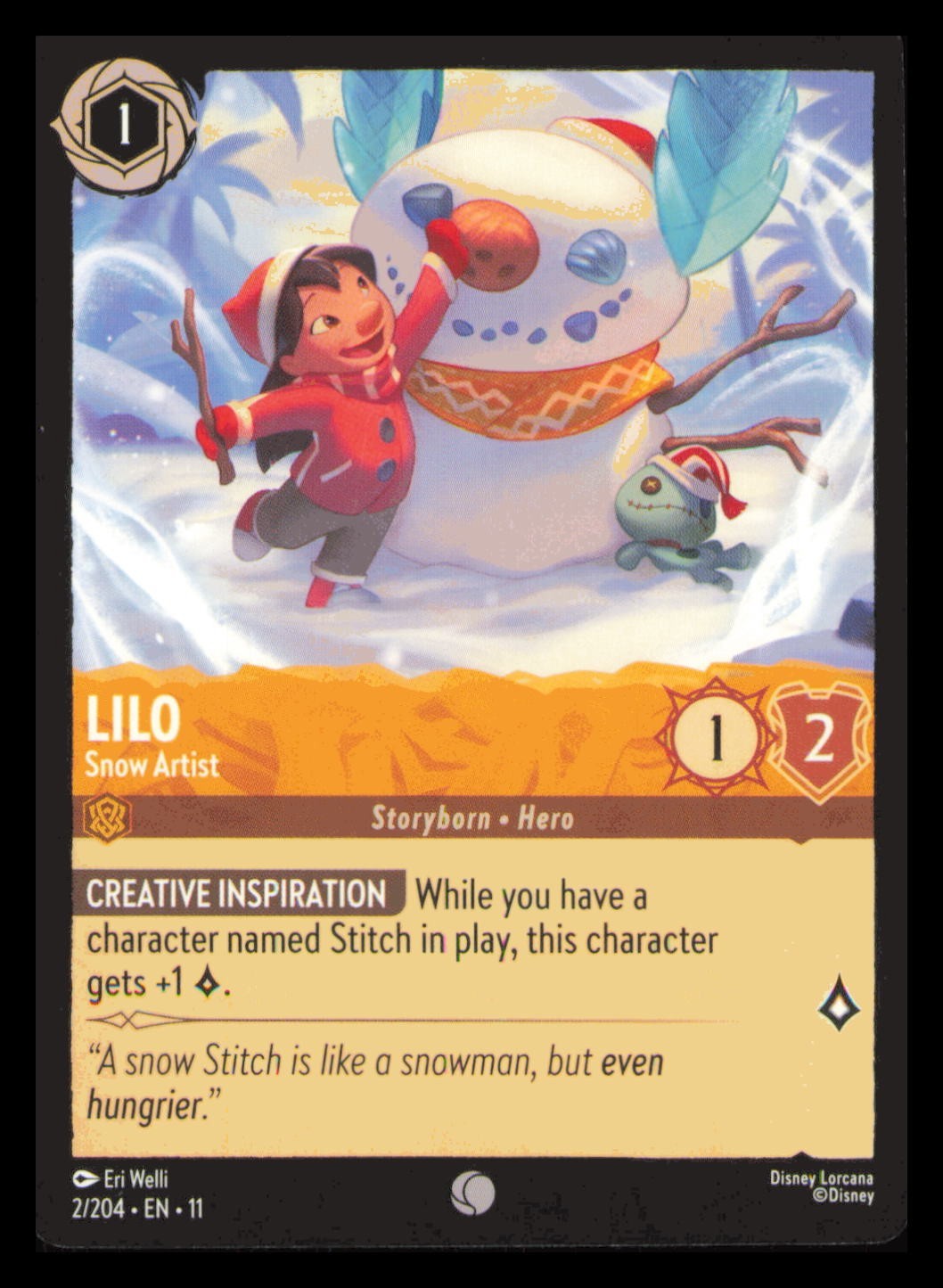 Lilo - Snow Artist 2/204 Lorcana Winterspell Regular NM