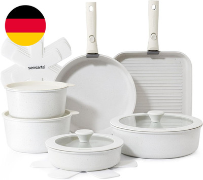 SENSARTE Topfsets Pfannenset 17 Teiliges, Antihaft Kochgeschirr Mit Abnehmbarem 