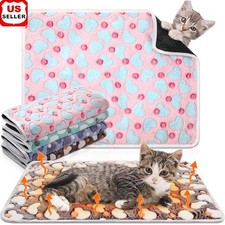 Self Warming Cat Bed Mat Heating Pad Dogs Cats Non Slip Removable Cover New
