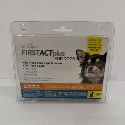 TevraPet FirstAct Plus Spot-On Flea & Tick for Dogs 6-22 lbs 3 Dose