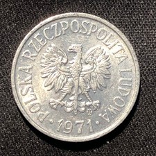 1971 Poland 5 Groszy Aluminum Coin - AU (About Uncirculated) condition
