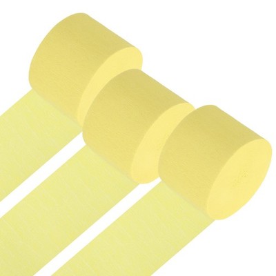 3Roll 1.8''x82FT Crepe Paper Streamers Decorations Light Yellow
