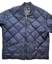 Dickies Diamond Quilted Nylon Jacket Water Resistant Blue Full Zip Men's Size XL
