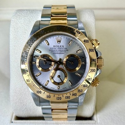 Rolex Daytona Rare Slate Grey Dial Two Tone Steel 18K Gold Ref 16523 Year 1997