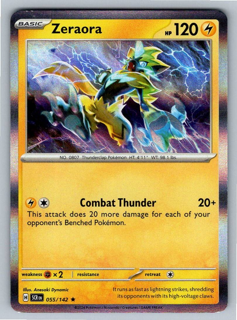 Zeraora 55/142 Stellar Crown Holo NM Pokemon