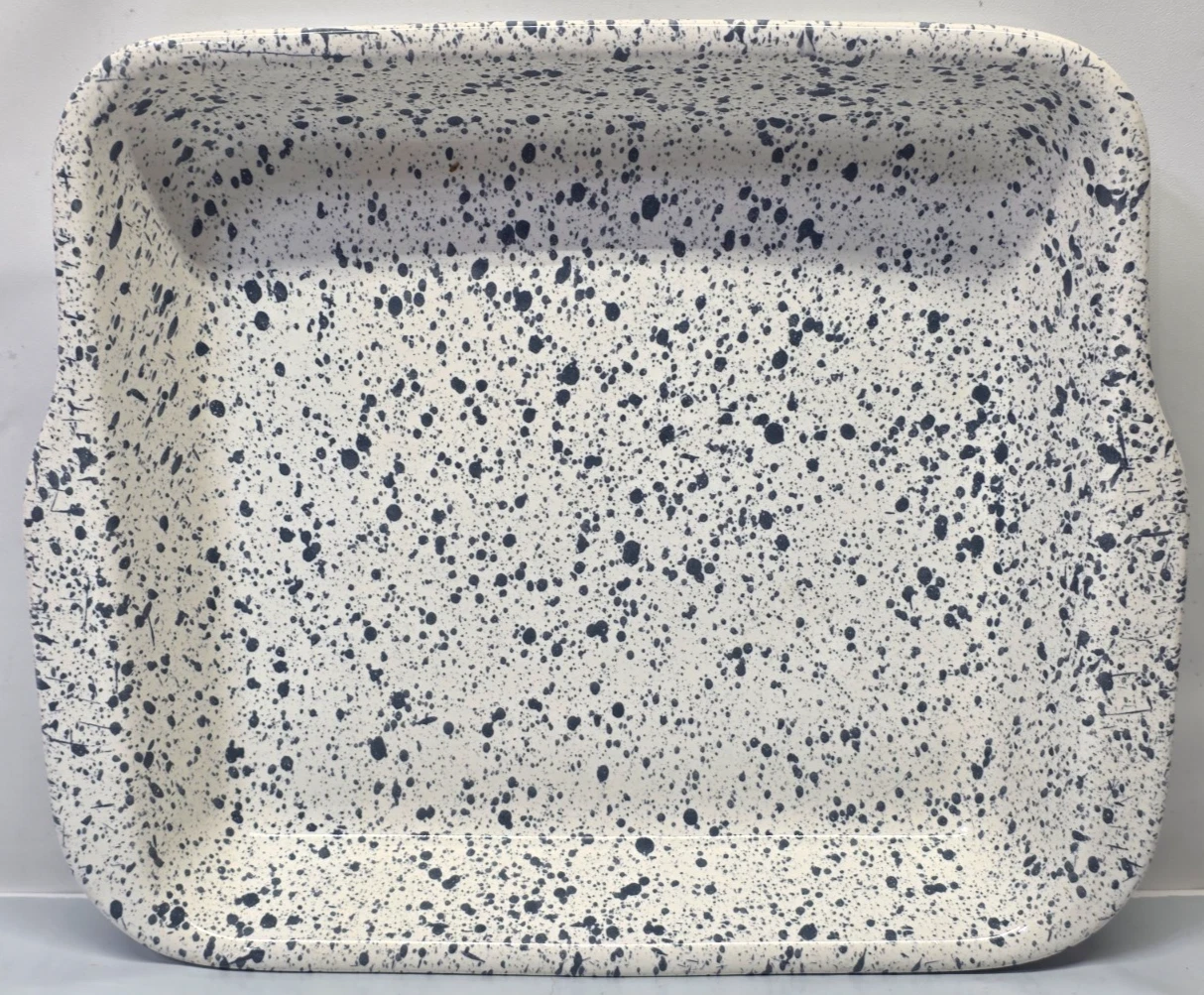 Dr. Douglas Wonder Baker II Blue / Grey Splatter Ware Baking Pan w/ Handles