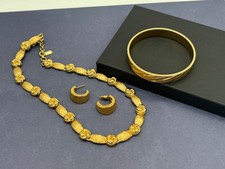 Vintage Monet Collection Necklace Earrings Bracelet Gold Tone Lot