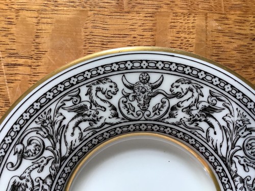 Wedgwood Black Florentine bone china 4 demitasse cups & saucers W4312 - Picture 5 of 6