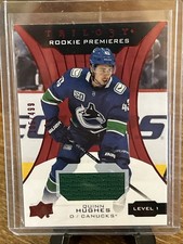 2019-20 Upper Deck Trilogy Red Rookie Quinn Hughes Rookie Jersey /499