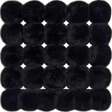 Faux Pom Pom 26 Stück Schwarz 8 cm Kaninchenfell Bommel Mütze Deko