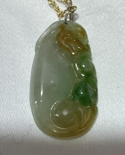 Jade Jadeite Natural Tricolor Pendant (only) 14k Solid White gold