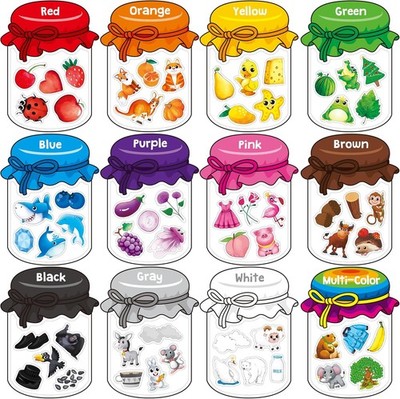 12 Pieces Magnetic Color Sorting Toys, 60 Color Magnets Educational Refrigerator