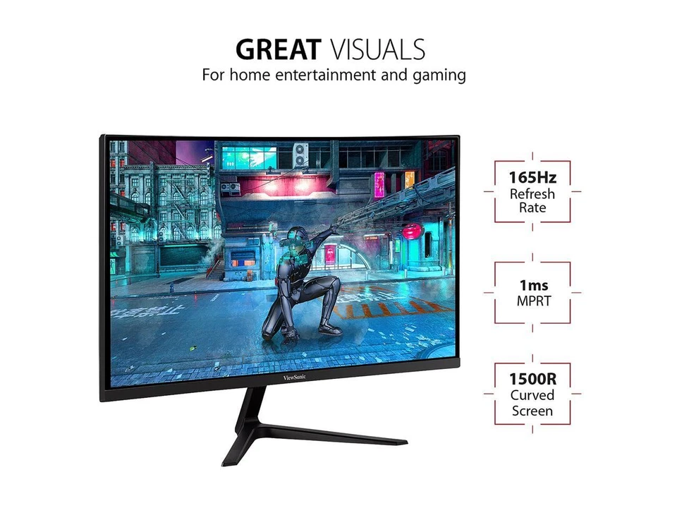 ViewSonic VX2718-PC-MHD 27 Inch Full HD 1080p 165Hz 1ms Curved Gaming Monitor - Image 3 of 4