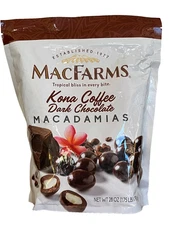 Mac Farms Kona Coffee Dark Chocolate Macadamias 28 oz