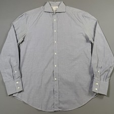 Brunello Cucinelli Button Up Dress Shirt Mens Large Blue Check Slim Fit Italy
