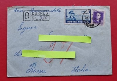 POSTAL HISTORY ITALIAN OCCUPATION ALBANIA SHQIPTARE RECOMMENDED AIRMAIL