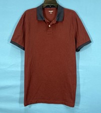 OLD NAVY Classic Fit MAROON w/Navy Trim PIQUE KNIT Casual Uniform POLO SHIRT L