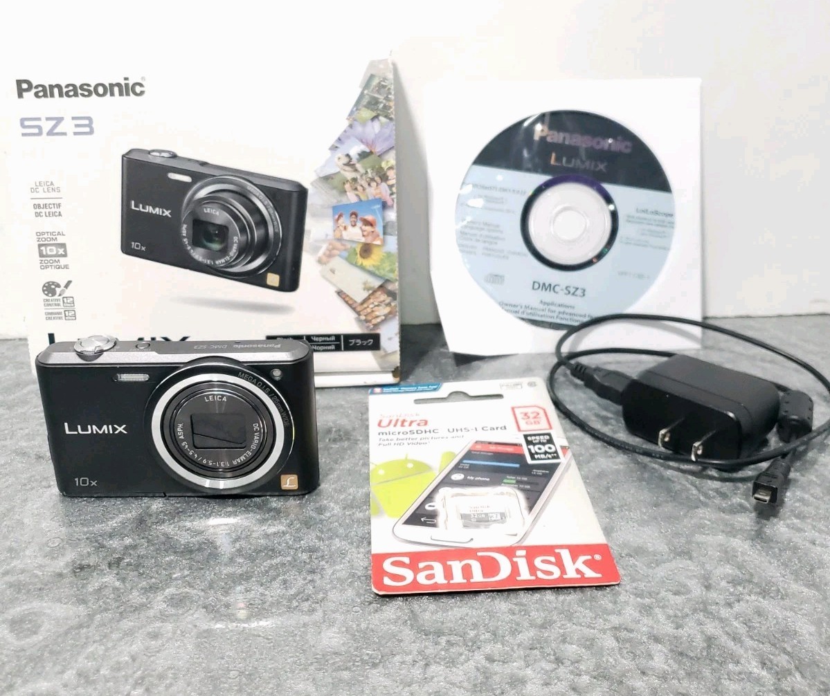 Panasonic LUMIX DMC-SZ3 ブラック Panasonic LUMIX DMC-SZ3 16.1MP Digital Camera - Black + New 32GB