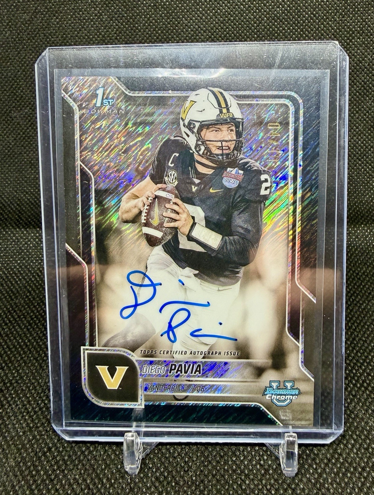 2025 Bowman Chrome University Diego Pavia 1st Bowman Black Shimmer Auto /10